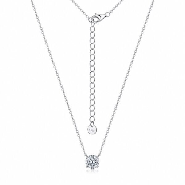 Arvellune Classic Moissanite Solitaire Pendant Necklace | 925 Sterling Silver | Adjustable Dainty Chain